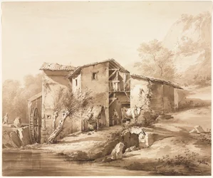 Paesaggio con mulino ad acqua