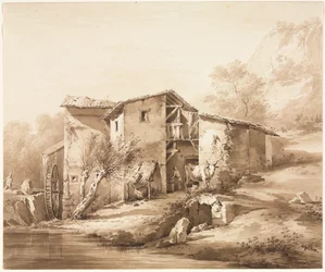 Paesaggio con mulino ad acqua, c1790