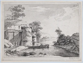 Vecchie torri su una riva del fiume, 1763