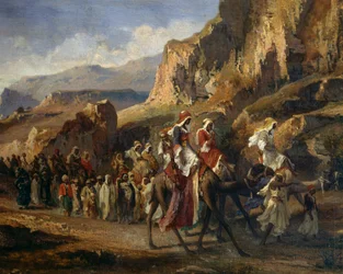 Carovane che attraversano le montagne marocchine, di Jean-Joseph Bellel