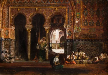 Scena di harem, cinque donne, 1880 circa (Olio su tela)