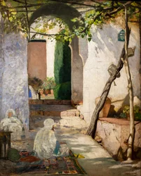 Cortile marocchino, prima del 1880 (Olio su tela)