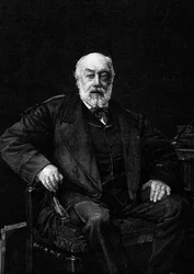 Ritratto di Gustave Nadaud (1820-1893), cantante francese. Incisione dal dipinto di Jean Joseph Weerts (1849-1927). In Le Monde Illustré n. 1252 del 26 marzo 1881.