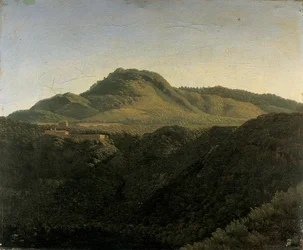 Veduta della Campagna Romana, con il Lago di Nemi