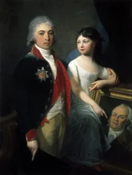 Ritratto dello scrittore e statista russo Ivan Matveievitch Muravyov Apostol con sua figlia - Jean Laurent Monnier