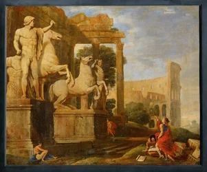 Paesaggio con i Dioscuri ... (dipinto su tela)
