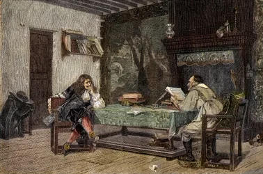 Collaborazione tra Jean Baptiste Moliere e Pierre Corneille, drammaturghi francesi - incisione dopo il dipinto di Jean-Leon Gerome