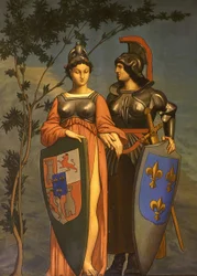 Allegoria del Trattato dei Pirenei del 1659 tra Francia e Spagna
