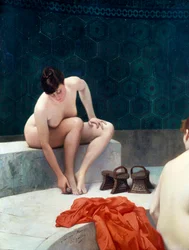 Due donne al bagno. Dipinto di Jean-Leon Gerome (Jean Leon Gerome