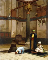 Tre persone che pregano nella moschea