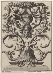 Ornamento con una Donna che si Trasforma in Foliage