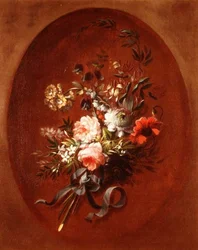 Bouquet di rose, papaveri e altri fiori