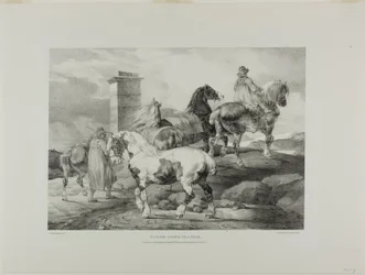 Cavalli che vanno a una fiera, piatto 3 da Vari soggetti disegnati dal vero e su pietra (The English Suite)