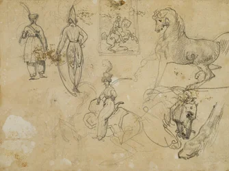 Schizzi di ufficiali e cavalli russi