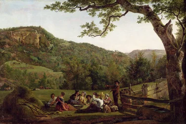 Fienaioli che Fanno un Picnic in un Campo