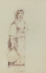Donna con tamburello (verso)