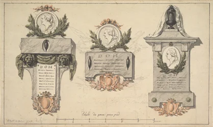 Tre disegni per un monumento funebre o epitaffio, ca. 1770-90