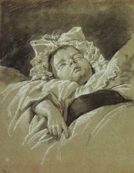 La testa di un bambino che dorme