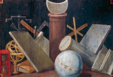Strumenti scientifici e astronomici, ca 1620, dipinto su pannello di Jean Mosnier. Castello di Beauregard, Loir-et-Cher, Francia.