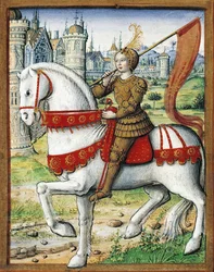 Miniatura che orna Les vies des femmes célèbres di Antoine Dufour, ms. 17, foglio 76 verso, Nantes, Musée Dobrée, 1504-1506.