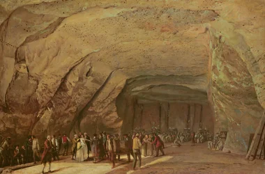 Ingresso e interno di una grotta usata come deposito di sale a Dieppedalle, ca. 1798