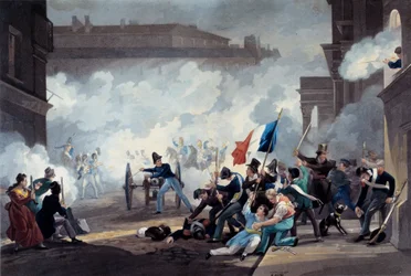 Rivoluzione del 1830: uno studente della Scuola Politecnica cattura un pezzo di cannone durante la presa del Palais-Royal il 28 luglio