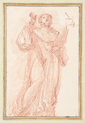 Figura in Piedi con Braccio Alzato che Guarda in Alto