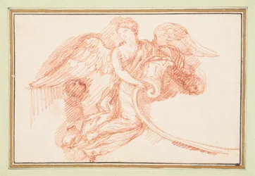 Figura femminile alata con pergamena decorativa