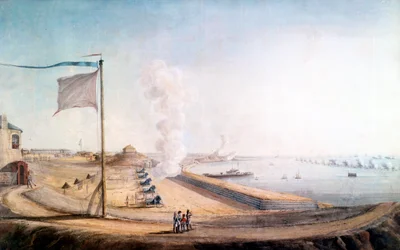 Veduta del campo di Boulogne-sur-Mer: Napoleone osserva la flotta inglese