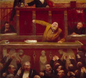 Il deputato socialista Jean Jaurès (1859-1914) alla galleria della Camera dei deputati (dettaglio). Dipinto di Jean Veber (1868-1928) 1903 Parigi, Museo Carnavalet