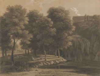 Paesaggio classico con un pastore