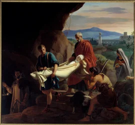 Funerale di una giovane cristiana nelle catacombe a Roma al tempo delle persecuzioni