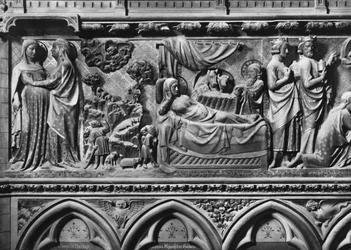 Cattedrale, interno, schermo del coro, Visitazione, Annunciazione ai pastori, Natività, c.1340-51
