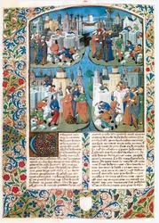 Chronique de la Bouquechardiere, storia del mondo composta da Jean de Courcy, seigneur de Bourg-Achard (pergamena)