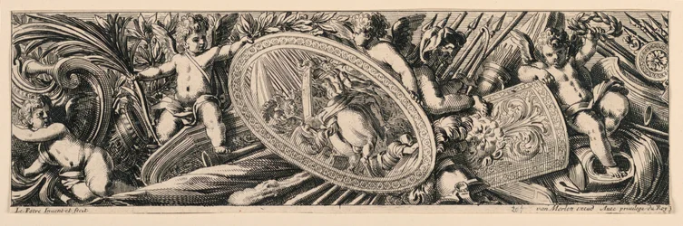 Fregio: Trofei di armi e putti