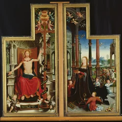Polittico della Glorificazione della Santissima Trinità, pannelli raffiguranti Cristo in trono e la Vergine, 1509-15