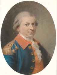 Ritratto del maestro di fabbrica e comandante Henrik Gerner. Ovale, tre quarti di profilo a destra