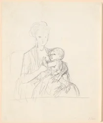 Bozza del ritratto della contessa Sophie Magdalene Raben, nata von Qualen con il suo figlio maggiore, nato nel 1784
