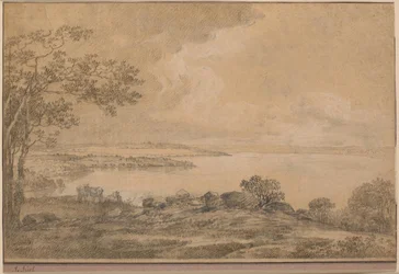 Vista sul lago Esrum verso Fredensborg, vista da Plejelt