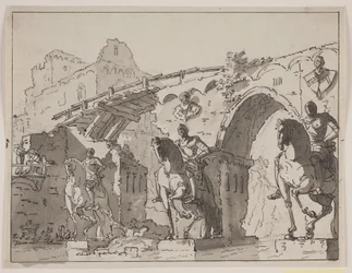 Ponte fantastico con statue equestri