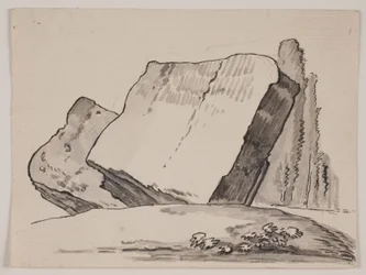 Frammenti di rovine e cipressi