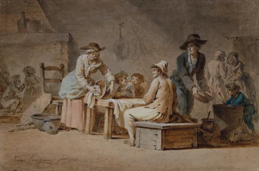 Una famiglia di contadini in un interno