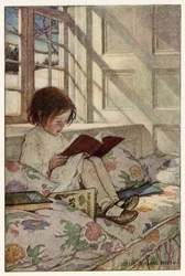 Libri illustrati in inverno (litografia a colori)