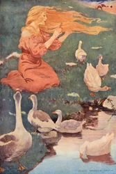 La guardiana delle oche (litografia a colori)