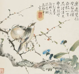 Una coppia di uccelli Bulbul cinesi, 1857