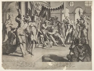 Il giudice Bias che versa lacrime, tavola IX da Thronus Justitiæ, 1605