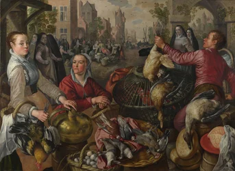 I quattro elementi: Aria. Un mercato di pollame con il figliol prodigo sullo sfondo, 1569