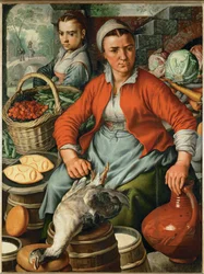 La contadina al mercato (dipinto su legno di quercia)