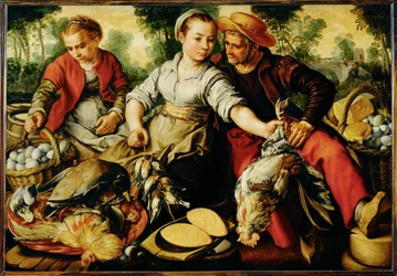 Marketscene (dipinto su legno di quercia)