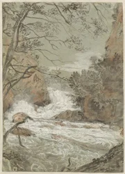 Paesaggio fluviale con cascata (recto)